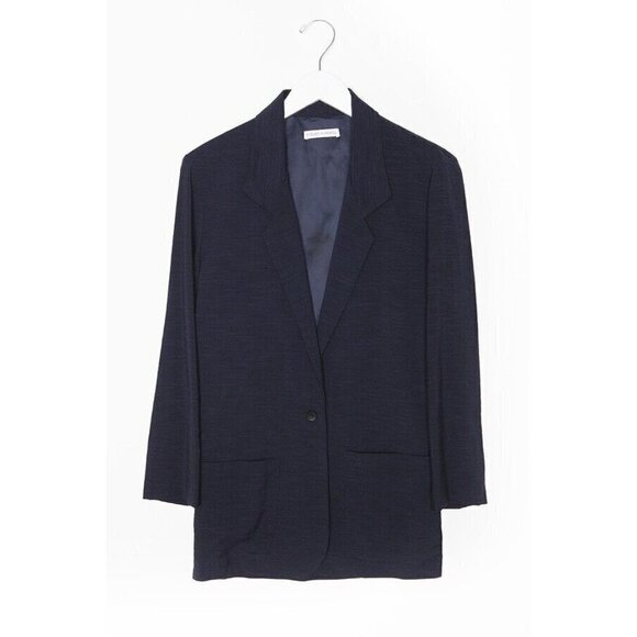 Kieley Kimmel Women Sz S Oversize Boxy Blazer Jacket Viscose Wool Lagenlook Blue - Picture 3 of 11
